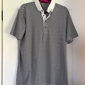 Greyson Clothiers Quogue Striped Black and White Polo Shirt